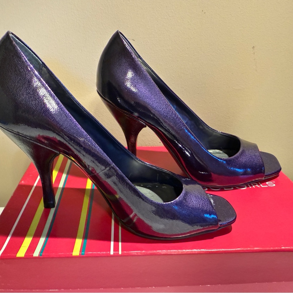 Elegant Purple Peep-Toe Heels